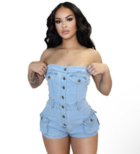 Load image into Gallery viewer, Denim romper
