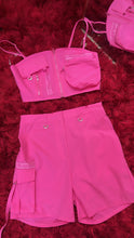 Load image into Gallery viewer, Pink Zipper Short Set
